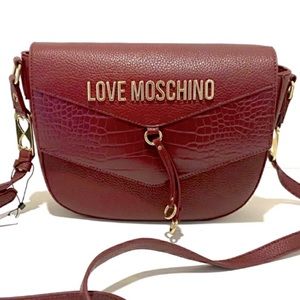 LOVE MOSCHINO- Gold Logo Appliquéd Croc